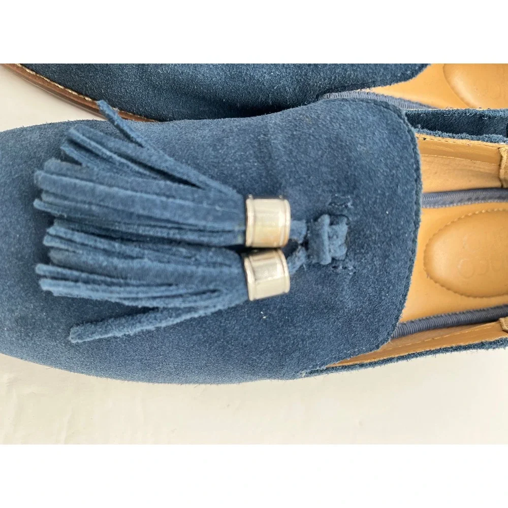 Franco Sarto HADDEN Womens Navy Blue Suede Tassel Loafers Flats Size 8M